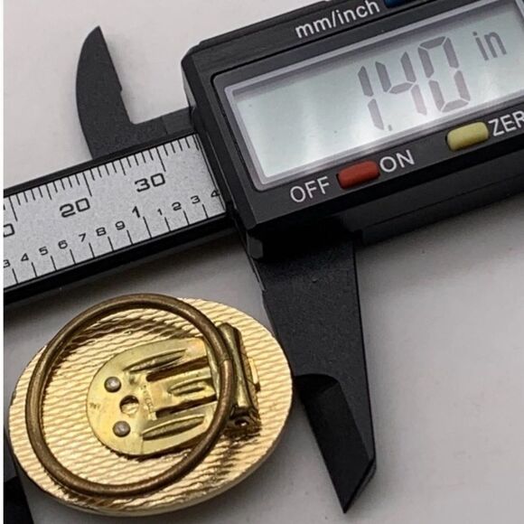 Vintage West Germany Black and Gold Floral Scarf Clip - Picture 4 of 9